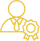 Person with icon badge